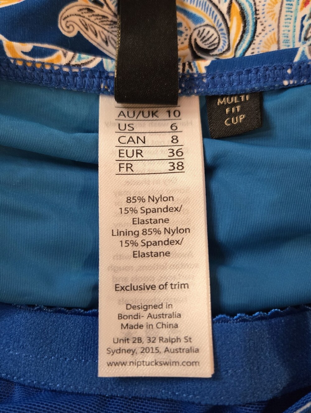 Nip Tuck Swim Blue Paisley One Piece Swimsuit US 6/8 NWT - Picture 6 of 6
